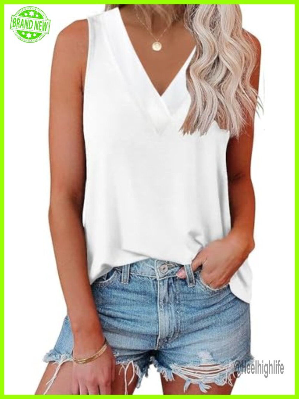 EyMuse Women V Neck Tank Top Sleeveless Tunic Casual Summer Basic Shirt